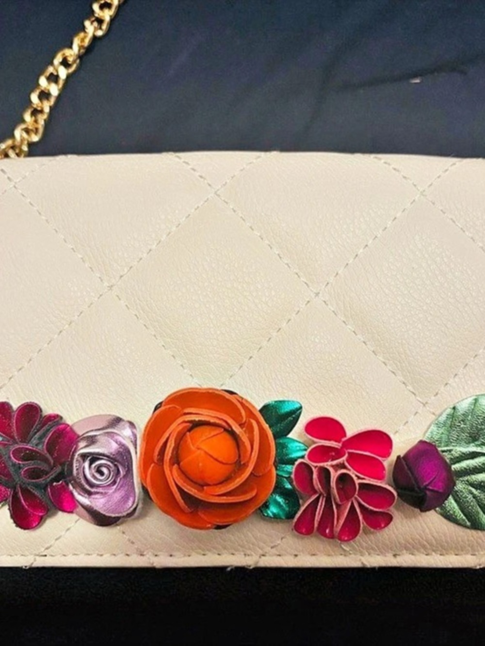 Betsey Johnson floral clutch Floral Chain Strap Clutch White & Black